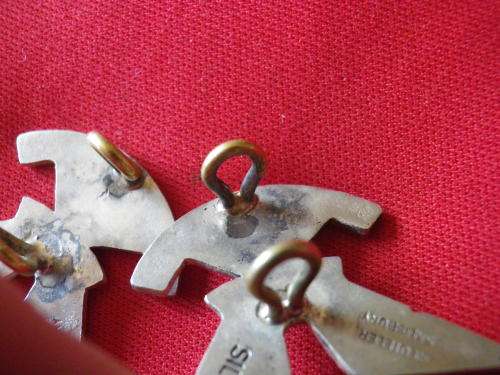 RHODESIA - SELOUS SCOUTS PAIR COLLAR BADGES STAMPED "SILVER REUTELER SALISBURY" RARE, SOME TARNISH