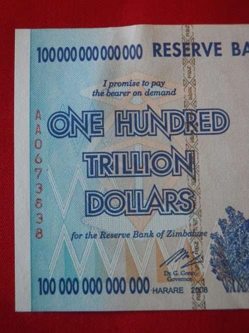 ZIMBABWE - 100 TRILLION DOLLAR BANK NOTE - UNC - PREFIX "AA" - SCARCE - COLLECTORS ITEM