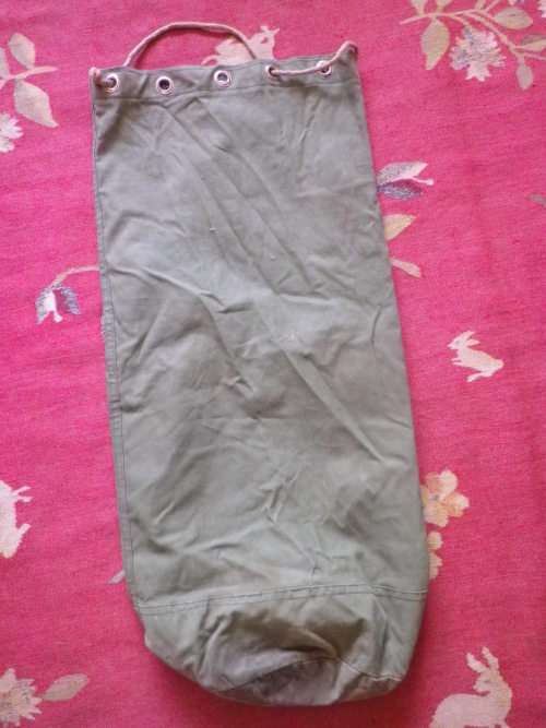 RHODESIAN MADE AND ISSUED KIT BAG - WITH CORD, INSCRIBED (FAINTLY)          5232