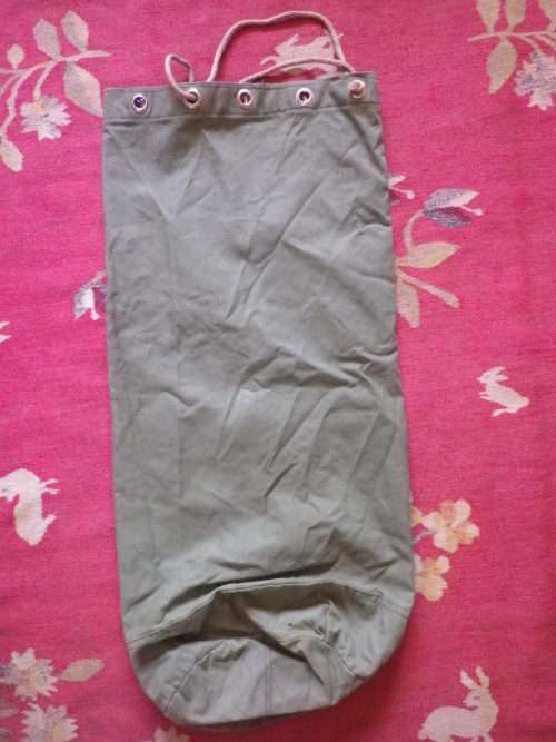 RHODESIAN MADE AND ISSUED KIT BAG - WITH CORD, INSCRIBED (FAINTLY)          5232