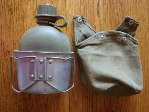 RHODESIAN ARMY - WATER BOTTLE + FIRE BUCKET + POUCH  (RHODESIAN MADE)    (5236)