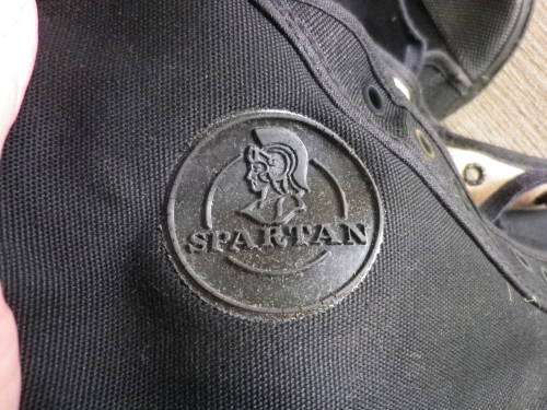 RHODESIAN ARMY - UNUSED BLACK CANVAS SHOES- SIZE 9 / 270- MADE BY SPARTAN, STAMPED "GS" (5260)