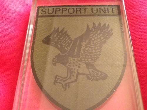 RHODESIA - BSAP SUPPORT UNIT -  CLOTH BADGE ENCASED IN RESIN TO MAKE PAPERWEIGHT.  (1269)