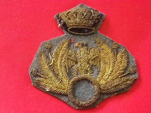 ITALIAN AIR FORCE - WW2 OFFICERS BULLION WIRE PARATROOPER CAP BADGE    (2668)