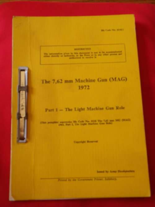 RHODESIAN ARMY - 7.62 mm MACHINE GUN (MAG) INSTRUCTION MANUAL 1972 - 79 PAGES   (2603)