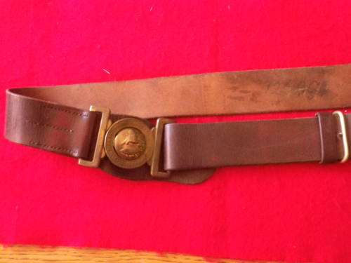 RHODESIA - BSAP LEATHER BELT WITH 1ST PATTERN BUCKLE - POLISHED - MAX LENGTH 102 CM / 40"  (2625)