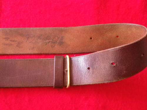 RHODESIA - BSAP LEATHER BELT WITH 1ST PATTERN BUCKLE - POLISHED - MAX LENGTH 102 CM / 40"  (2625)