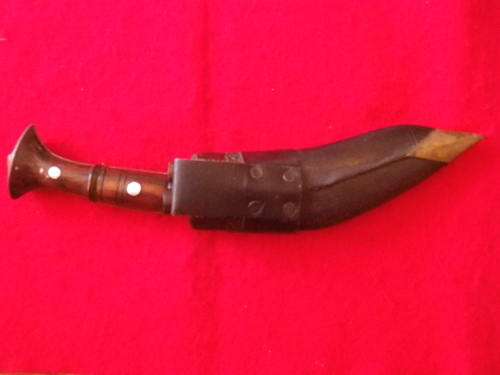 MODERN KUKRI KNIFE + SHEATH WITH ASSOCIATE MINI KNIFE + STILETTO.  BLADE 16 CM TOTAL L 29.8 CM (2628