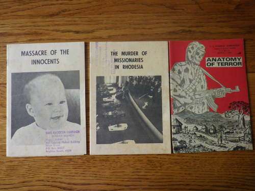 RHODESIA 3 X WAR ERA PUBLICATIONS ON ATROCITIES  ETC  (3160a)