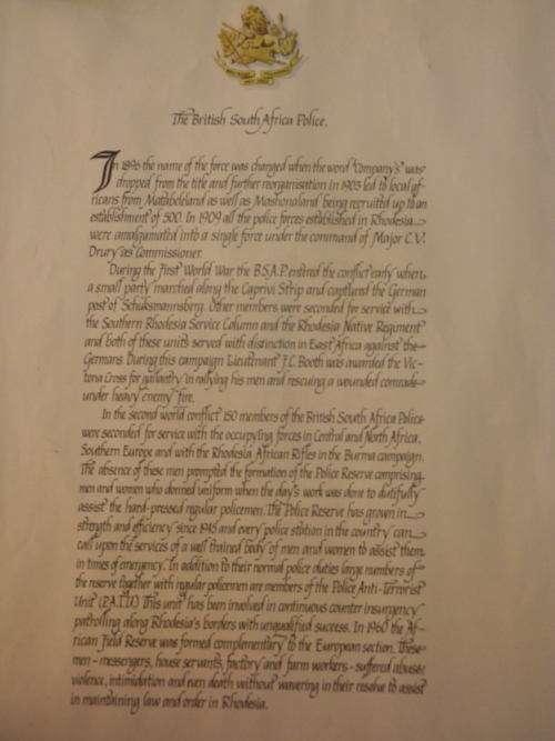 BSAP- "UNIFORMS OF THE RHODESIAN SECURITY FORCES" POSTER 60.5 X 44 - PRINTED MUSKETEER PRESS, SBY.