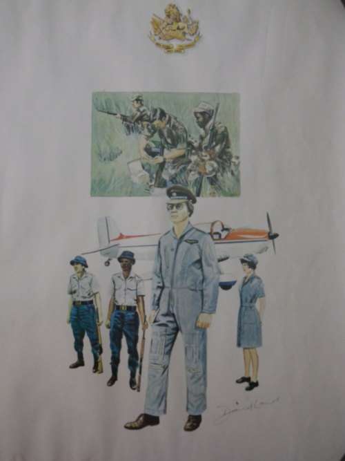 BSAP- "UNIFORMS OF THE RHODESIAN SECURITY FORCES" POSTER 60.5 X 44 - PRINTED MUSKETEER PRESS, SBY.