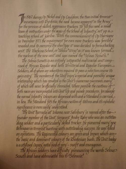 SELOUS SCOUTS - "UNIFORMS OF THE RHODESIAN SECURITY FORCES" POSTER 60.5 X 44 -(5339)