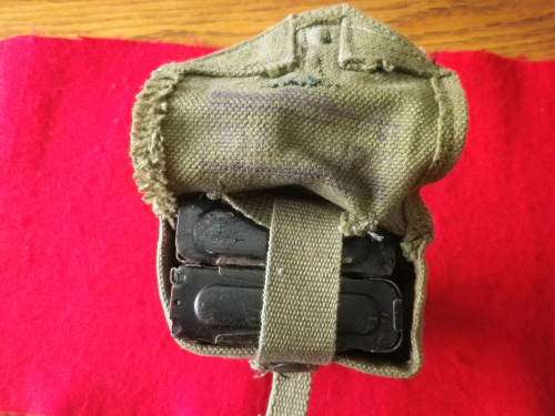 RHODESIAN ARMY - DOUBLE MAG POUCH - MADE WILLIAM SMITH & GOUROCK - INSCRIBED, SEE BELOW   (5346)