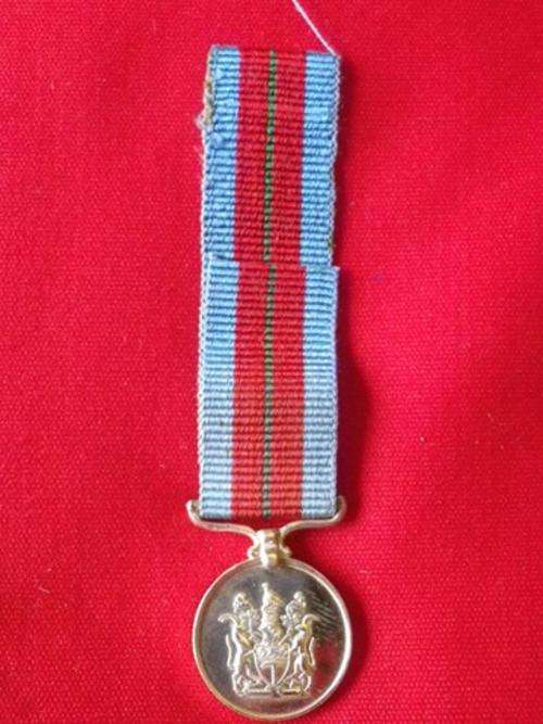 RHODESIA- DEFENCE FORCES MEDAL FOR MERITORIOUS SERVICE (DMM) + RIBBON- MINIATURE MEDAL - UDI PERIOD