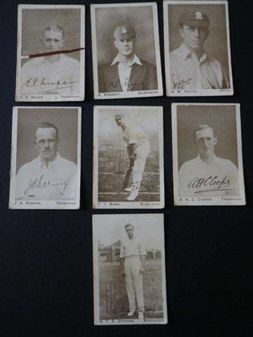 7X CIGARETTE CARDS -VERY OLD SIGNED CRICKETERS  PHOTOS