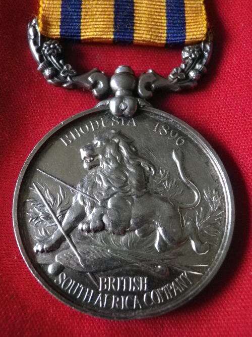 BSACo RHODESIA 1896 FULL SIZE MEDAL TO CORP. D.P.C. BLAIR - SALISBURY FIELD FORCE - UNRESEARCHED