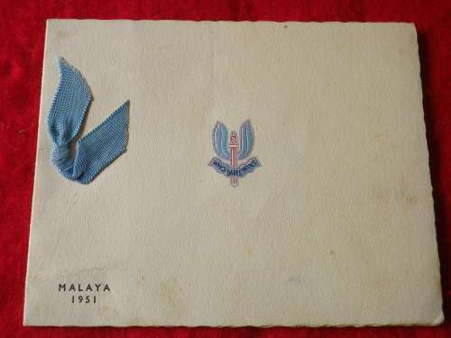 22 SAS BRITISH (RHODESIAN) MALAYA 1951  - SIGNED CHRISTMAS CARD + PHOTO   (111)