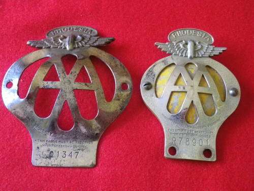 RHODESIAN PAIR AA VEHICLE MASCOTS - MINOR TARNISH - LARGER ONE SLIGHTLY BENT  (169)