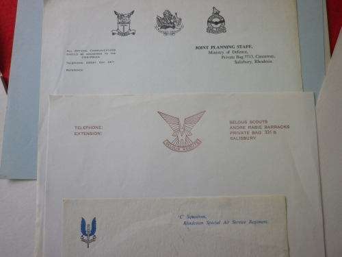 RHODESIAN LOT OF ARMY, JOINT PLANNING, SELOUS SCOUTS, SAS, 2 BDE   LETTERHEADS    (251)