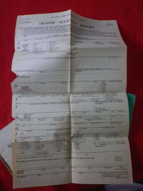 RHODESIAN ARMY- LOT OF DRIVERS EPHEMERA + OWNERS "HOUSEWIFE", INCLUDING PAY BOOK -INSCRIBED  (285)