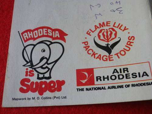 RHODESIAN TOURIST MAP - AS SPONSORED BY "RHODESIA IS SUPER, FLAME LILY TOURS, AIR RHODESIA"  (5548)