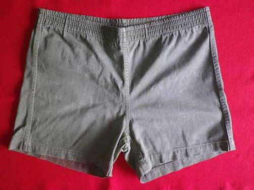 RHODESIAN ARMY SHORTS - AS USED - ELASTICATION GONE- SIZE WAIST 86cm / 34" - INSCRIBED (5569)