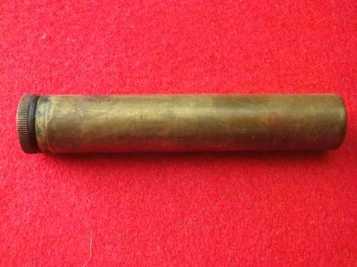 RHODESIA - EARLY BRASS OIL BOTTLE FOR RIFLE CLEANING KIT  CIRCA WW2  HAS MOD STAMP    (3329)
