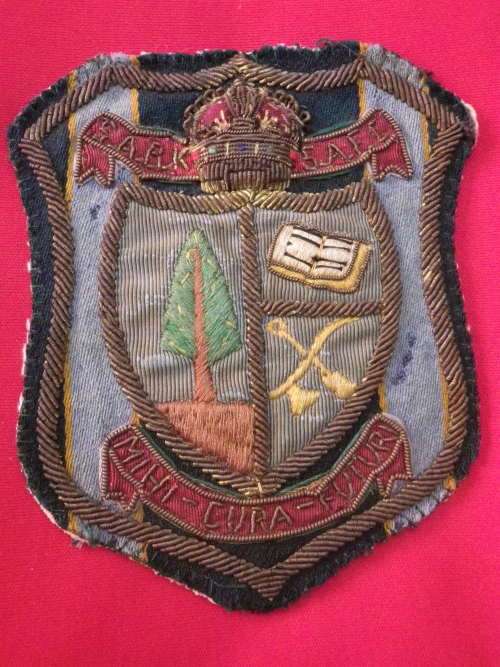 SA - ENGINEERS CORPS WW2 BLAZER BADGE WITH OWNERS SCHOOL BADGE SUPERIMPOSED - UNUSUAL -  (5675)