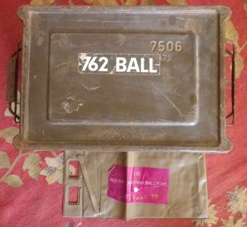 SADF - METAL AMMO BOX + PLASTIC CARRIER FOR 7.62mm BALL - WEIGHT 5.2KG'S   (5716)