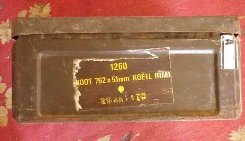 SADF - METAL AMMO BOX -  7.62mm BALL - HAS SOME CORROSION - WEIGHT 5KG'S   (5717)