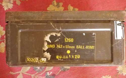 SADF - METAL AMMO BOX -  7.62mm BALL - HAS SOME CORROSION - WEIGHT 5KG'S   (5717)