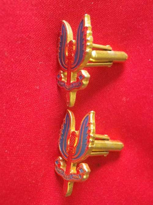 RHODESIAN SAS C SQUADRON  - PAIR GILT + ENAMEL CUFFLINKS, CIRCA EARLY 2000's      (1017)