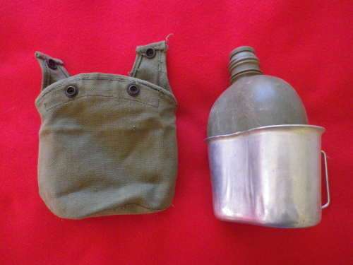 RHODESIAN ARMY - WATER BOTTLE (NO LID) + FIREBUCKET + POUCH (INSCRIBED MADE WSG)   (5992)