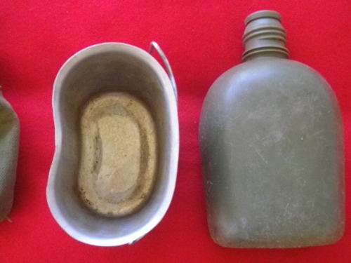 RHODESIAN ARMY - WATER BOTTLE (NO LID) + FIREBUCKET + POUCH (INSCRIBED MADE WSG)   (5992)