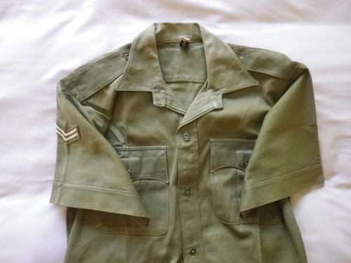 RHODESIAN ARMY - OLIVE GREEN / DRILL SHORT SLEEVE SHIRT - MADE PARAMOUNT SIZE 15/38" - SEE BELOW (30