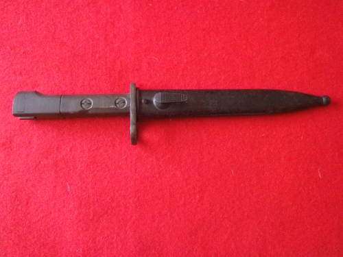 SA SI UZI BAYONET + METAL SCABBARD - UNCOMMON - AS USED IN RHODESIAN BUSH WAR  (6074)