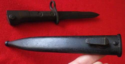SA SI UZI BAYONET + METAL SCABBARD - UNCOMMON - AS USED IN RHODESIAN BUSH WAR  (6074)