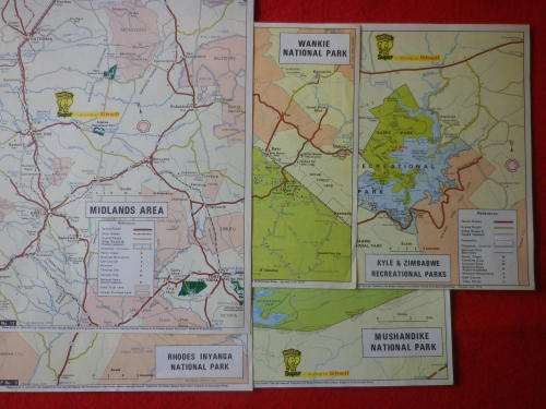 RHODESIA - LOT 5 X DOUBLE SIDED AREA MAPS BY "RHODESIA IS SUPER / SHELL"     (6147)