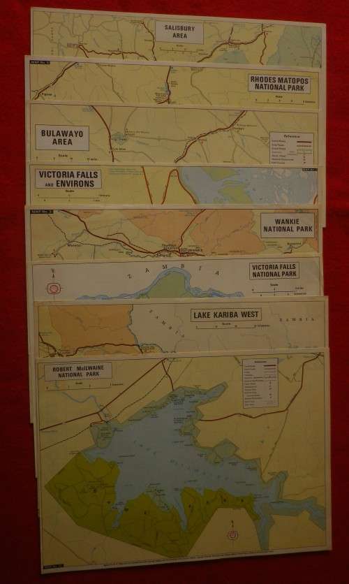 RHODESIA - LOT 8 X  AREA MAPS - NATIONAL PARKS + SALISBURY + BULAWAYO  - BY "SHELL"     (6148)