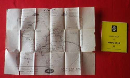 RHODESIA - AA ROAD MAP(55X50cm) + DULY'S STREET MAP OF BULAWAYO & SALISBURY    (3518)