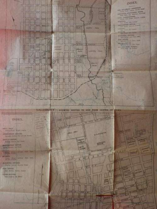 RHODESIA - AA ROAD MAP(55X50cm) + DULY'S STREET MAP OF BULAWAYO & SALISBURY    (3518)