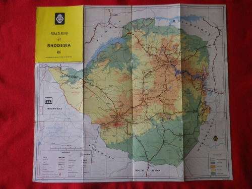 RHODESIA - AA ROAD MAP(55X50cm) + DULY'S STREET MAP OF BULAWAYO & SALISBURY    (3518)