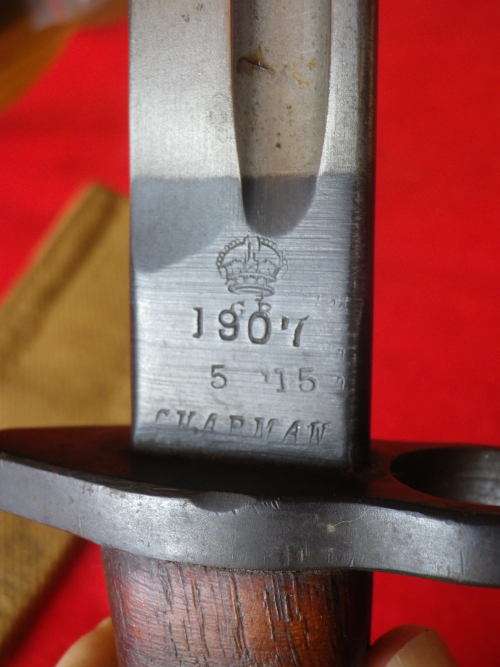 BRITISH P1907 RHODESIAN ARMY ISSUED BAYONET MADE BY CHAPMAN + SCABBARD + FROG - SEE MORE BELOW(3509)