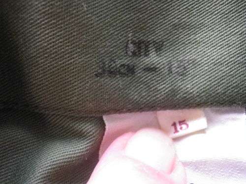 RHODESIAN ARMY - GREEN COTTON SHORT SLEEVE SHIRT - UNUSED, MADE STATESMAN SIZE 38cm  / 15"    (6167)