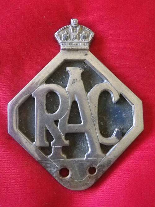 GREAT BRITAIN - ROYAL AUTOMOBILE CLUB (EDWARDIAN?) CHROME CAR BADGE + ORIGINAL BACKING     (6228)