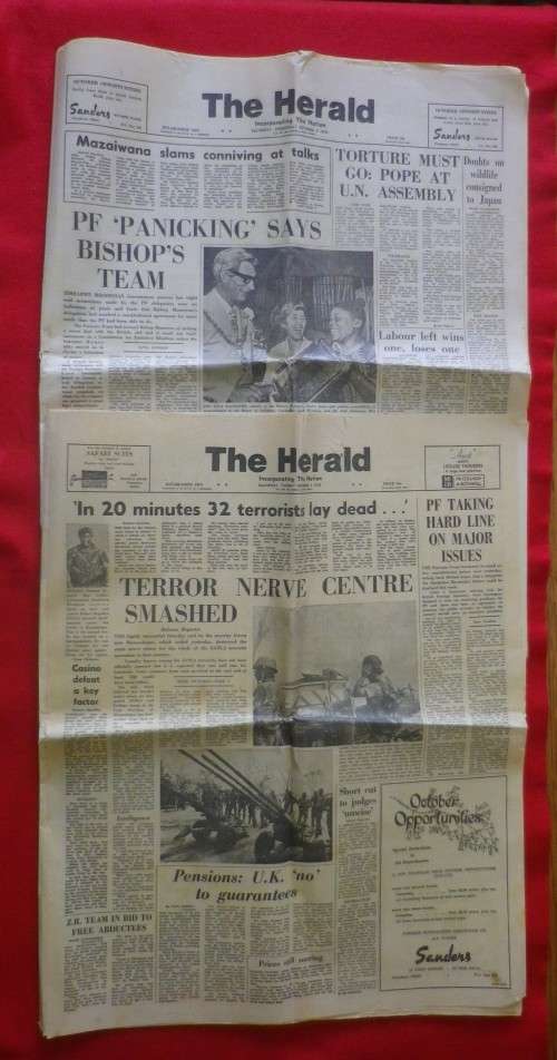 RHODESIA HERALD NEWSPAPERS (X2) DATED 2/10/1979 & 3/10/1979 - SEE MORE BELOW   (3560)