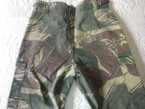 RHODESIAN ARMY - EARLY TYPE CAMMO TROUSERS -   NOTE CROTCH AREA REPAIR -     (6288)