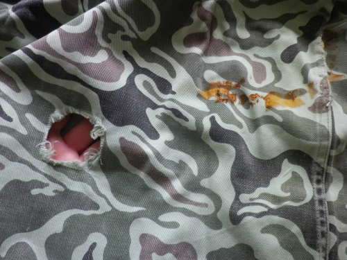 RHODESIAN BUSH WAR PICK UP - SYRIAN CAMMO L/S SHIRT EX ZIPRA - NOTE HOLES    (4206)