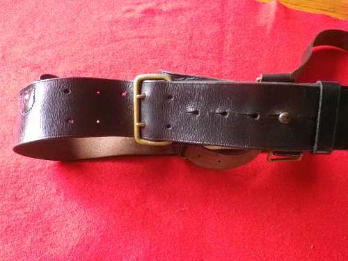 RHODESIAN ARMY -   SAM BROWNE BLACK LEATHER OFFICERS BELT- USED RAR / RLI / SAS               (4219)