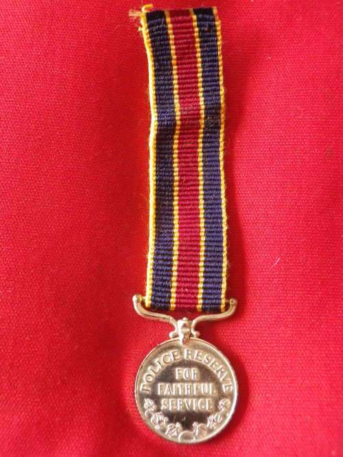 RHODESIA - POLICE RESERVE LONG SERVICE MEDAL   -  MINIATURE +  RIBBON                 (6418)